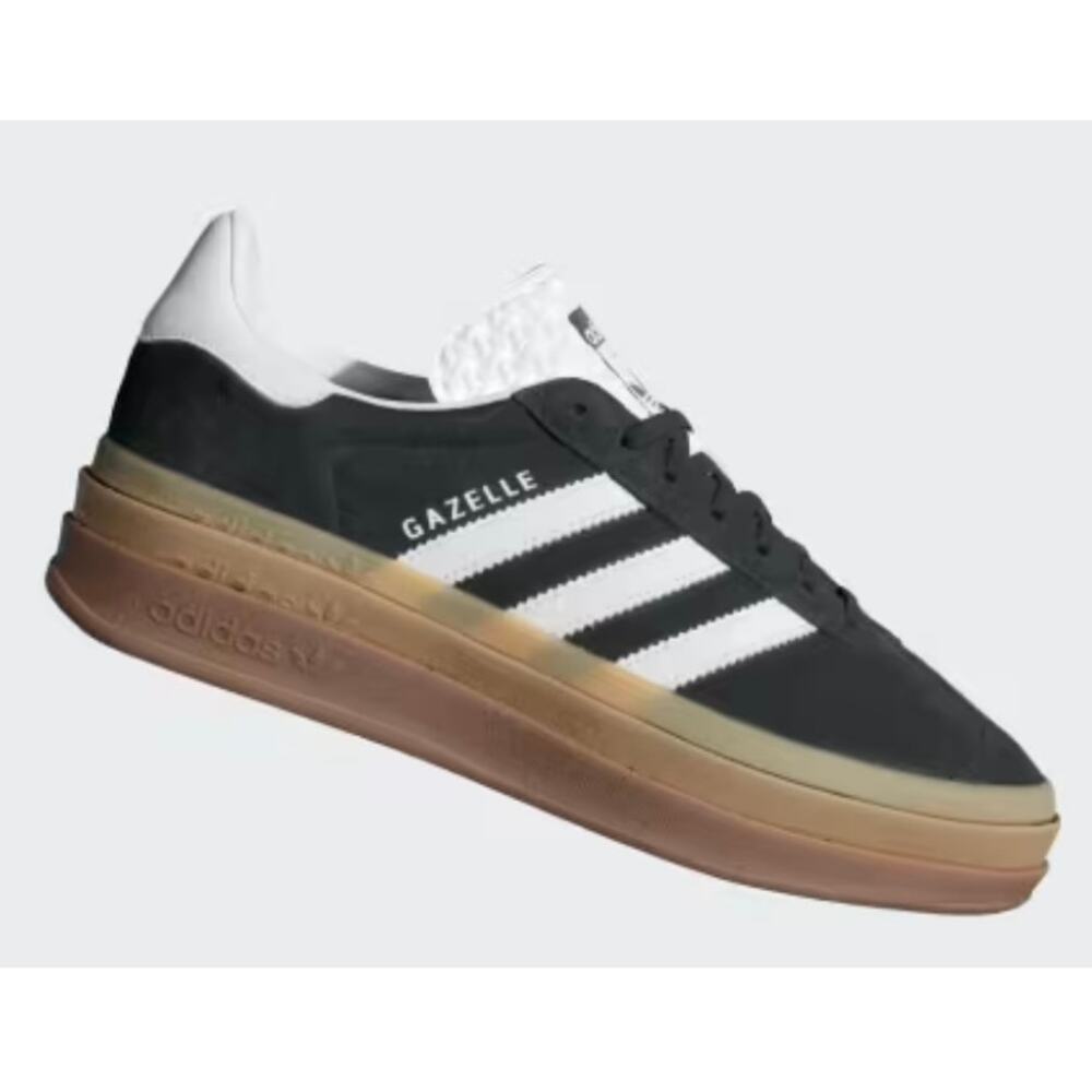 Adidas Gazelle Bold Women's 9.5 Triple Stack Sneaker Black White Suede Gum Sole
